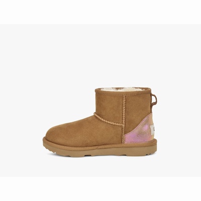 Botas UGG Classic Mini II Shimmer Criança Marrom | PT-XCJFT